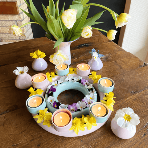 Flower vase ring with 4 Tealight holder HB 735B HB 735B | Decor 054-1