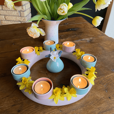 Flower vase ring with 4 Tealight holder HB 735B HB 735B | Decor 059-1